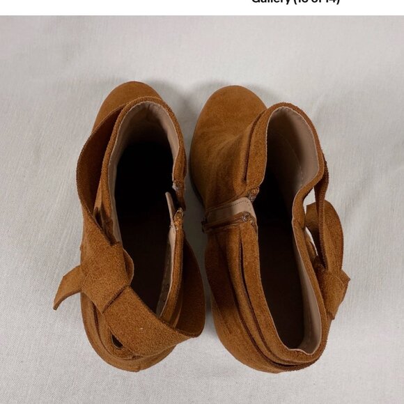 PiePieBuy Women's Tie Knot Chelsea Pump Ankle Boots Closed Toe Brown Size 8.5 - Picture 13 of 14